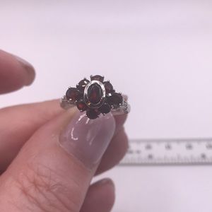 Estate Garnet Ring in Sterling Silver Sz 8 3/4